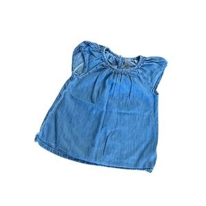 Primary Denim Top Girls Size 4-5‎ Blue Cap Sleeve